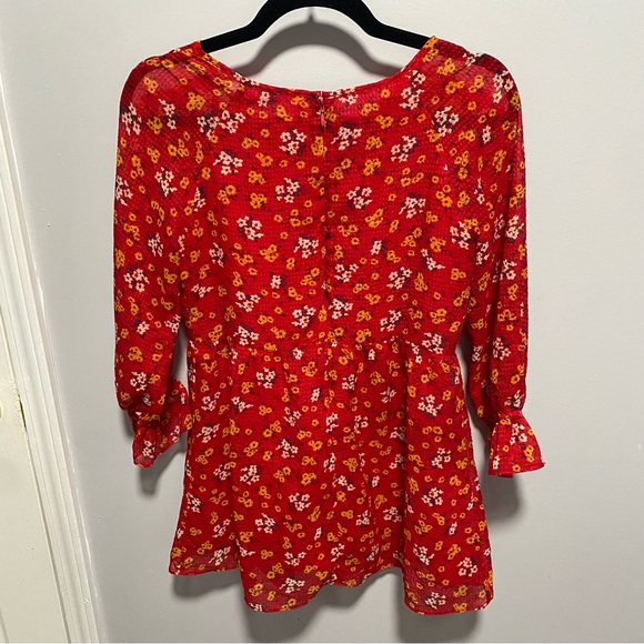 Free People Red Floral Blouse - Picture 2 of 7